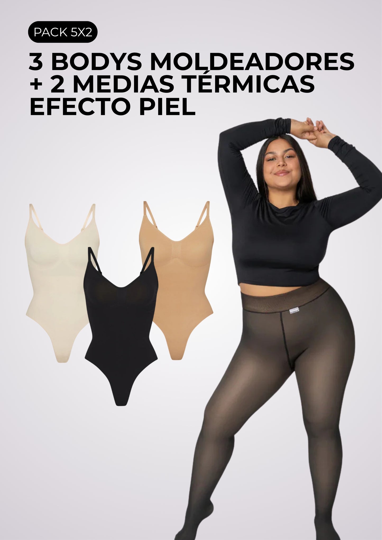Pack Winter 5x2 | 3 Bodys + 2 Pantymedias Térmicas con Piel