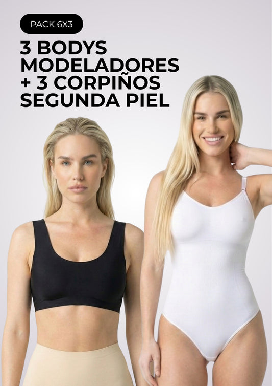PROMO 6x3 | 3 Bodys Modeladores + 3 Corpiños Segunda Piel