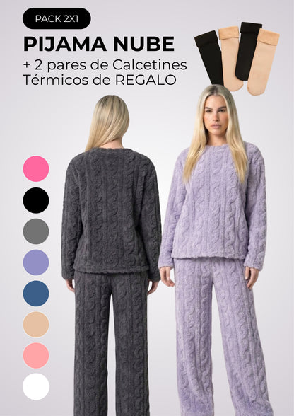 2x1 Pijama Nube + 2 Pares de Calcetines Térmicos de Regalo