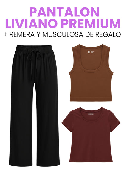 SET DE VERANO | PANTALON LIVIANO PREMIUM + REMERA Y MUSCULOSA DE REGALO