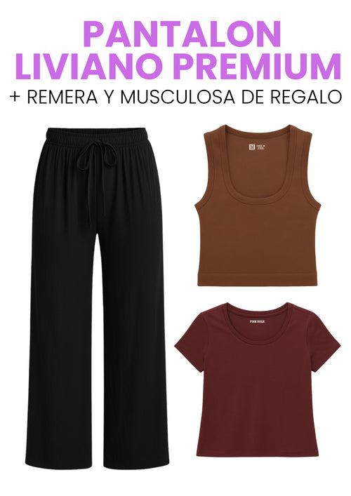 SET DE VERANO | PANTALON LIVIANO PREMIUM + REMERA Y MUSCULOSA DE REGALO